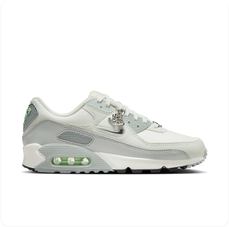 Nike Air Max 90 SE 'Summit White/Lime Blast' – White/Grey/Green Special Edition Low-Top Sneakers