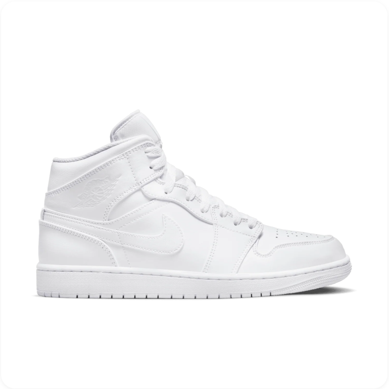 Air Jordan 1 Mid 'Triple White' – All-White Mid-Top Sneakers