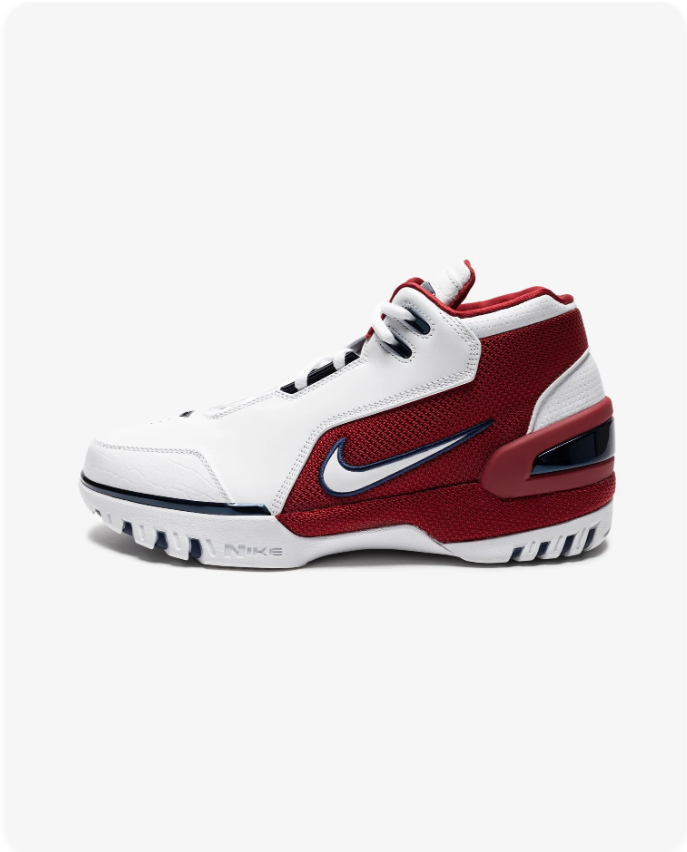Nike Air Zoom Generation 'First Game' – White/Varsity Crimson LeBron James Signature Basketball Shoe