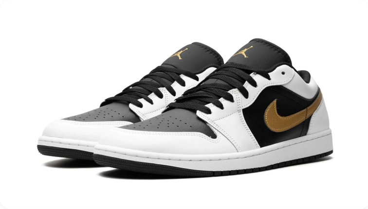 Air Jordan 1 Low 'White/Black/Metallic Gold' – White Black Gold Low-Top Basketball Sneakers
