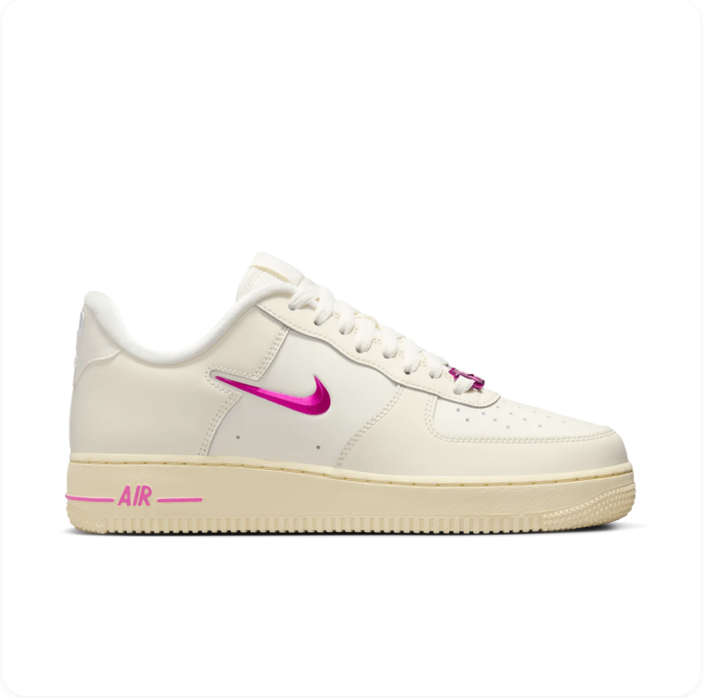 Nike Air Force 1 '07 'Sail/Laser Fuchsia' – Cream & Pink Jewel Swoosh Low-Top Sneakers