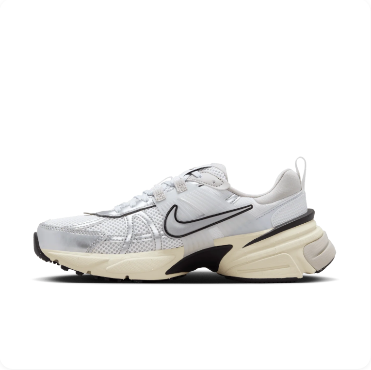 Nike V2K Run White Metallic Silver – Side profile view