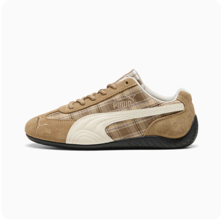 Puma Speedcat OG 'Toasted Coconut/Plaid' – Camel & Brown Plaid Motorsport Low-Top Sneakers