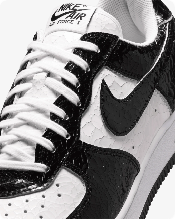 Nike Air Force 1 Low 'Black Croc' – Black/White Crocodile-Embossed Patent Leather Sneakers