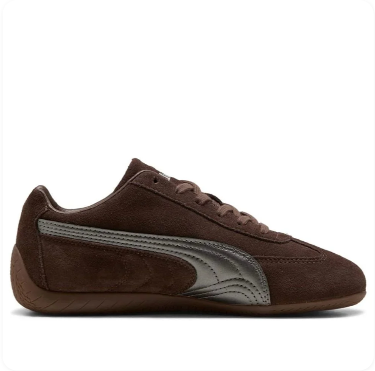 Puma Speedcat OG 'Dark Chocolate/Silver' – Dark Brown Suede Silver Metallic Formstrip Low-Top Sneakers