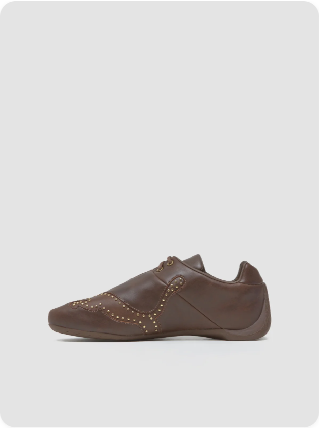 Puma Speedcat 'Cacao/Gold Stud' – Dark Chocolate Leather Gold Micro-Stud Formstrip Low-Top Sneakers