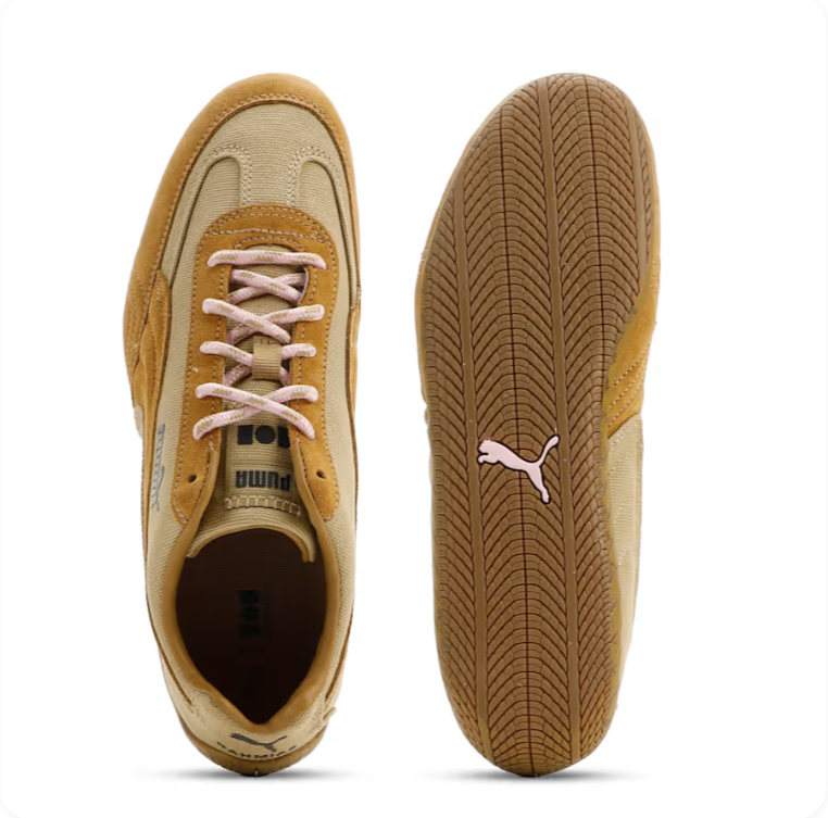 Puma Speedcat OG 'Sand/Wheat/Blush Pink' – Cream Nylon Wheat Suede Blush Lace Low-Top Sneakers
