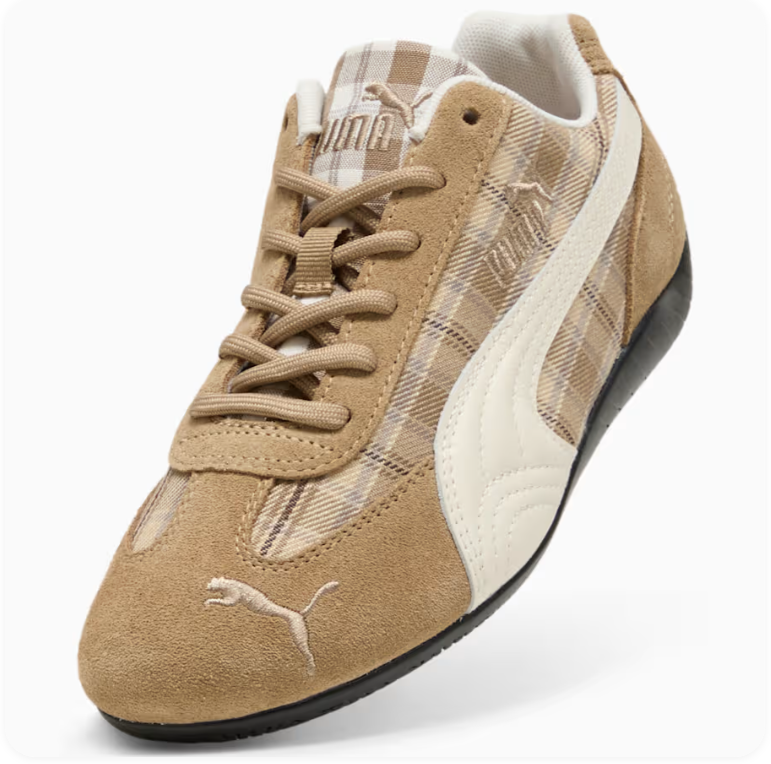 Puma Speedcat OG 'Toasted Coconut/Plaid' – Camel & Brown Plaid Motorsport Low-Top Sneakers