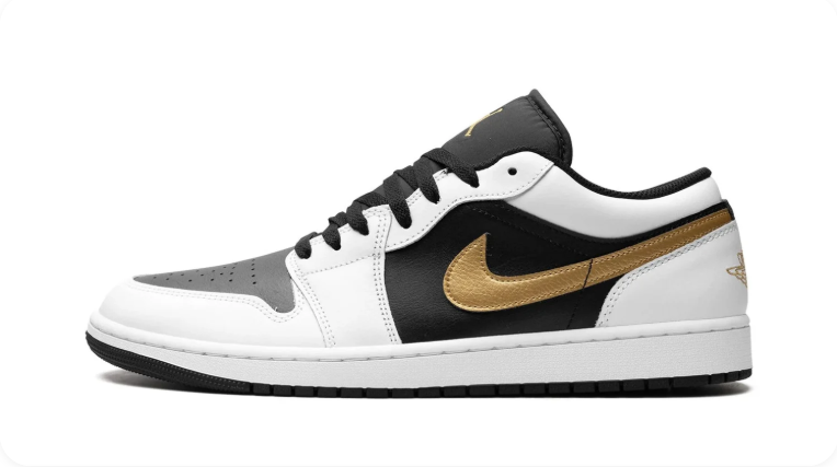 Air Jordan 1 Low 'White/Black/Metallic Gold' – White Black Gold Low-Top Basketball Sneakers