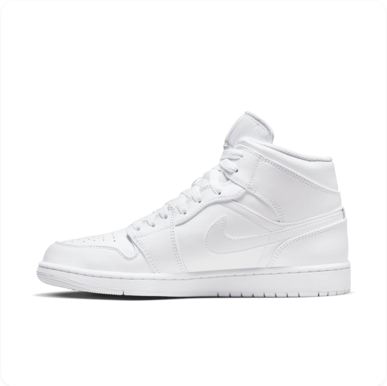 Air Jordan 1 Mid Triple White – Side profile view 2