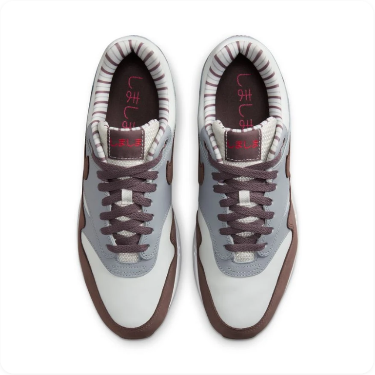 Nike Air Max 1 'Baroque Brown/Pure Platinum' – Grey/Brown Low-Top Sneakers with Zebra Collar