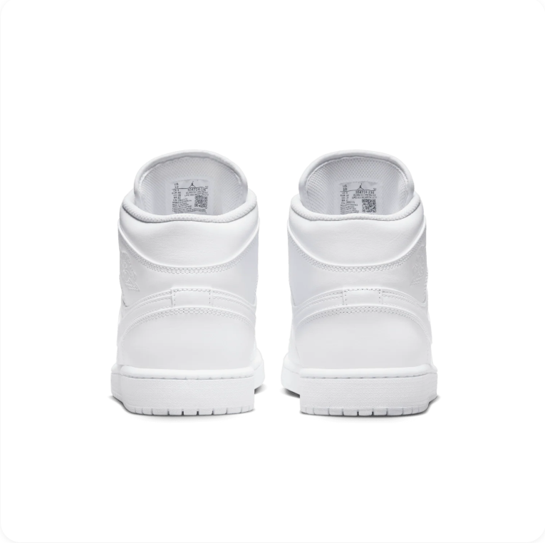 Air Jordan 1 Mid 'Triple White' – All-White Mid-Top Sneakers