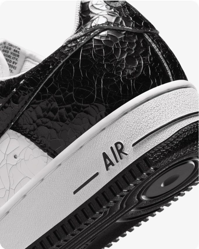 Nike Air Force 1 Low 'Black Croc' – Black/White Crocodile-Embossed Patent Leather Sneakers