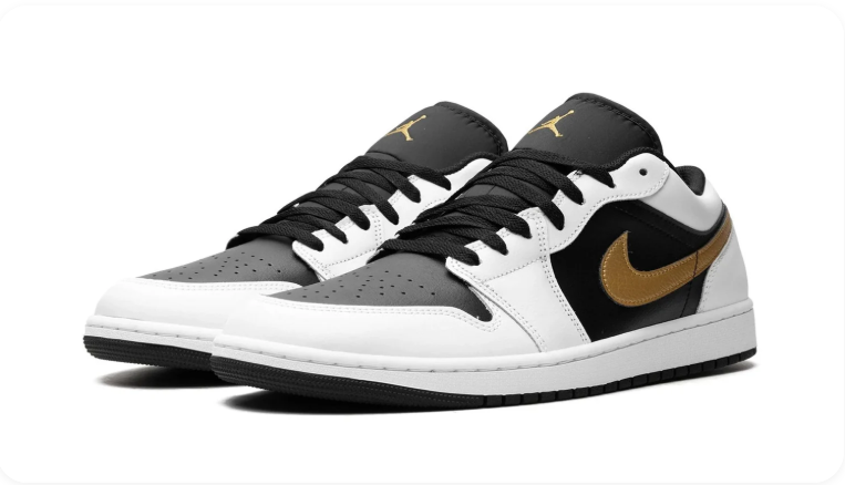 Air Jordan 1 Low 'White/Shadow Grey/Black/Metallic Gold'