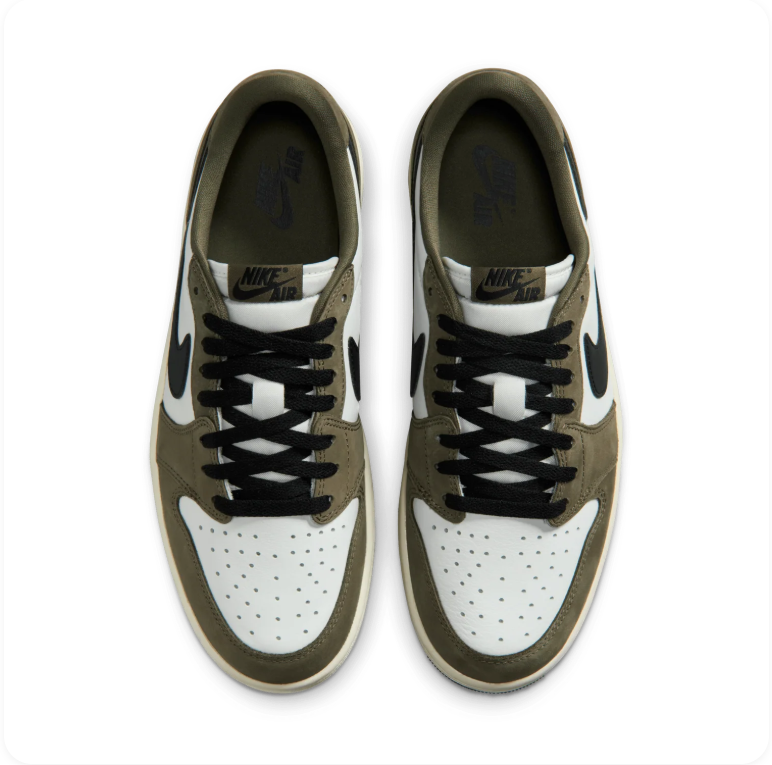 Air Jordan 1 Retro Low OG 'Medium Olive' – White/Olive/Black Low-Top Sneakers