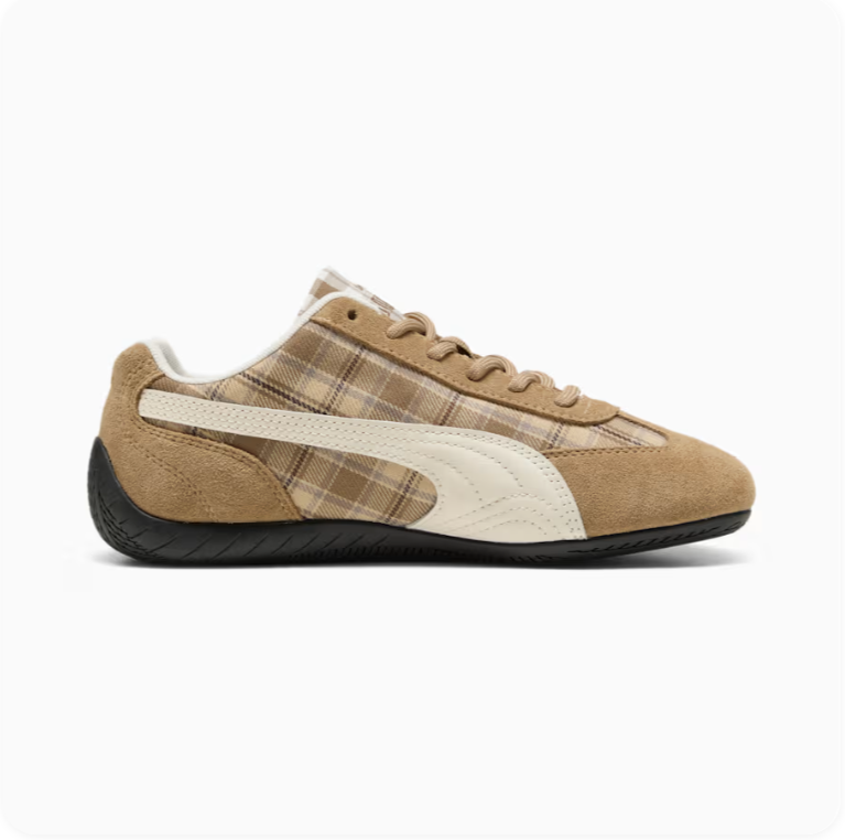 Puma Speedcat OG 'Toasted Coconut/Plaid' – Camel & Brown Plaid Motorsport Low-Top Sneakers