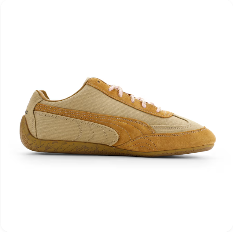 Puma Speedcat OG 'Sand/Wheat/Blush Pink' – Cream Nylon Wheat Suede Blush Lace Low-Top Sneakers
