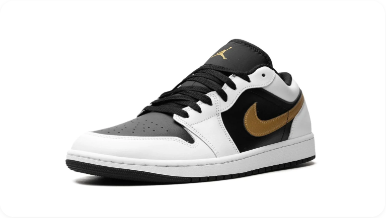 Air Jordan 1 Low 'White/Black/Metallic Gold' – White Black Gold Low-Top Basketball Sneakers