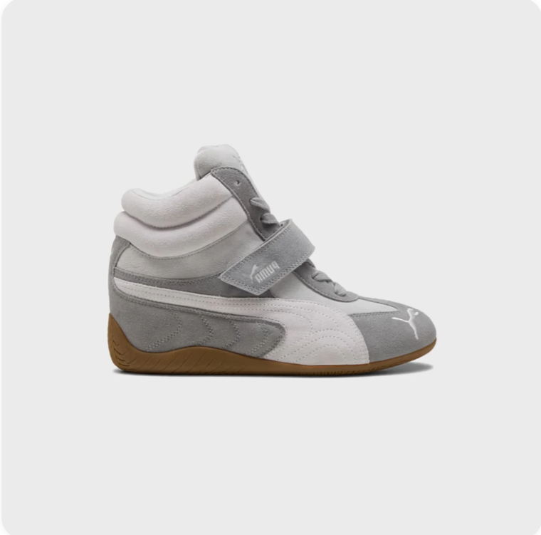 Puma Speedcat Hi 'Grey/White/Gum' – High-Top Suede Velcro Strap Gum Sole Sneakers