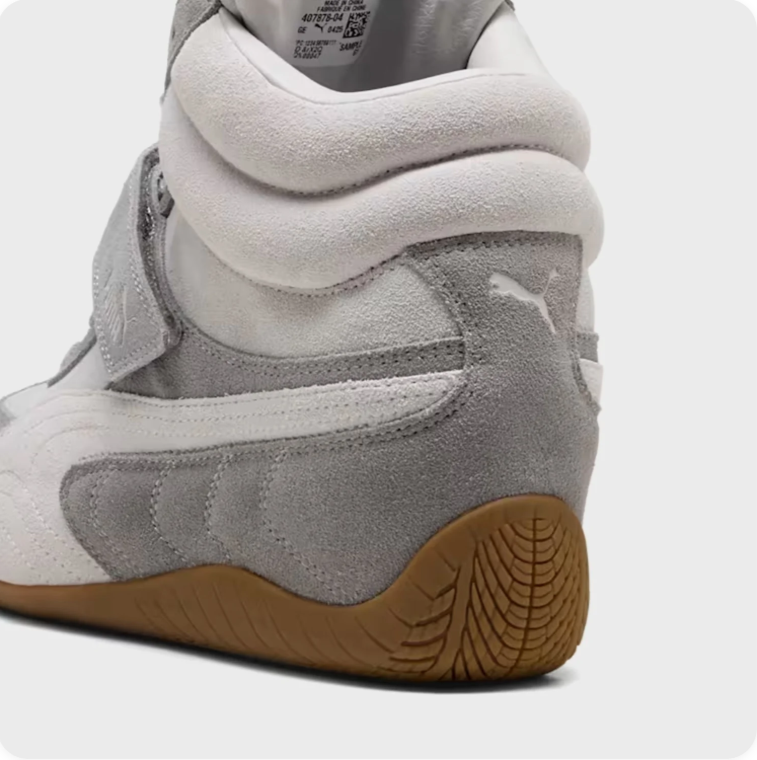 Puma Speedcat Hi 'Grey/White/Gum' – High-Top Suede Velcro Strap Gum Sole Sneakers