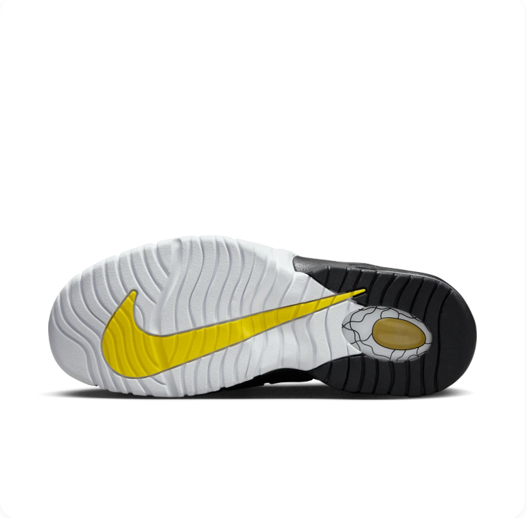 Nike Air Max Penny 1 'Black/Yellow Strike' – Black/Gold Cracked Swoosh Mid-Top Basketball Sneakers