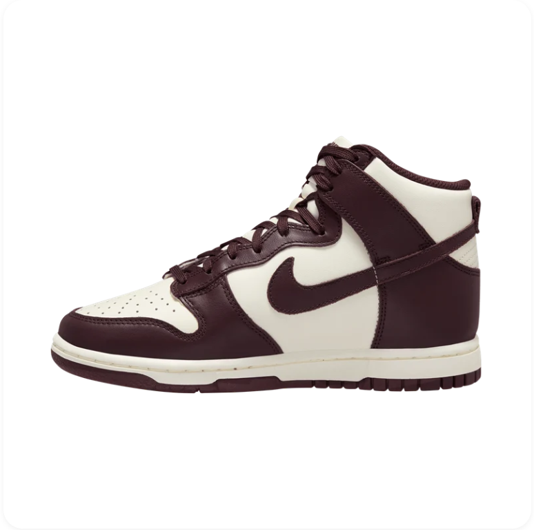 Nike Dunk High Sail Velvet Brown – Side profile view 1