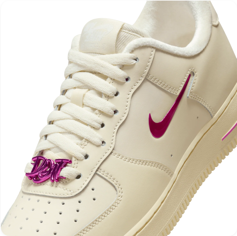 Nike Air Force 1 '07 'Sail/Laser Fuchsia' – Cream & Pink Jewel Swoosh Low-Top Sneakers