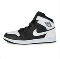 Air Jordan 1 Mid Black White Speckle – Side profile view showing speckled white panels and black leather overlays