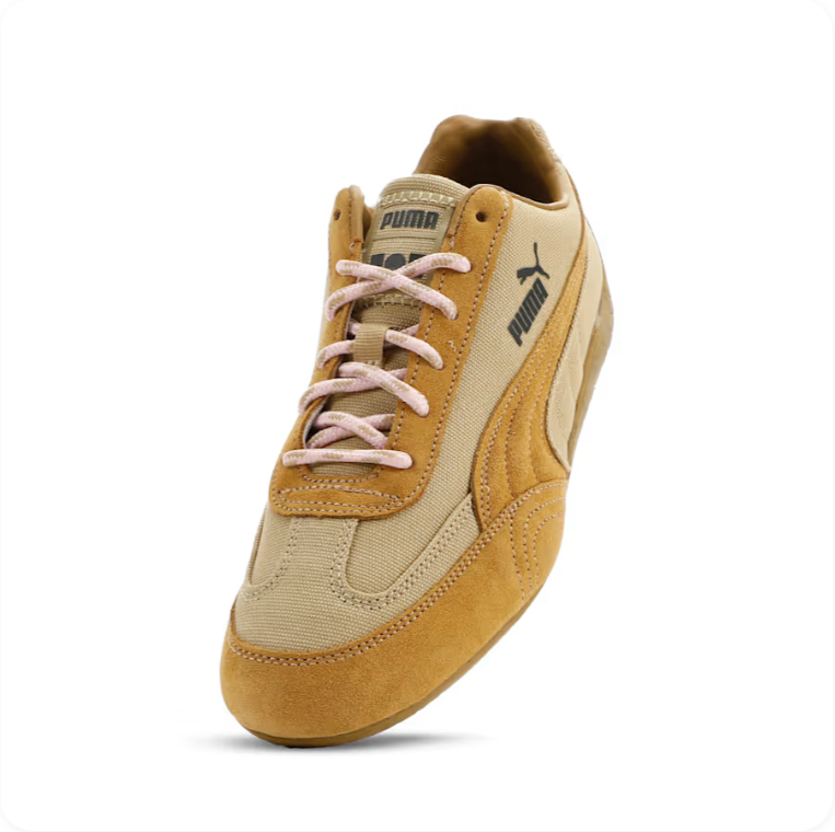Puma Speedcat OG 'Sand/Wheat/Blush Pink' – Cream Nylon Wheat Suede Blush Lace Low-Top Sneakers