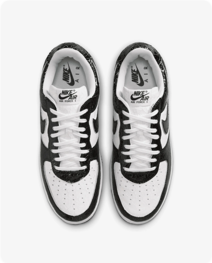 Nike Air Force 1 Low 'Black Croc' – Black/White Crocodile-Embossed Patent Leather Sneakers