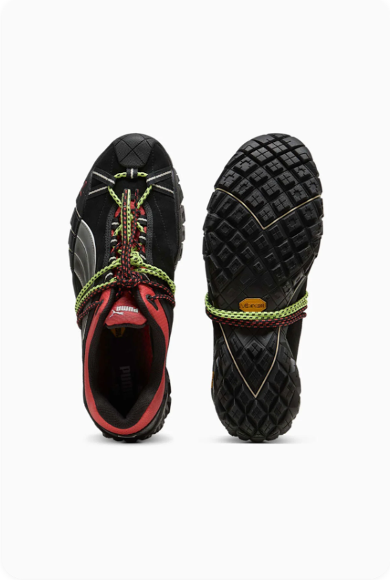 Puma Velophasis x Vibram 'Black/Dark Red' – Trail-Inspired Chunky Sneakers
