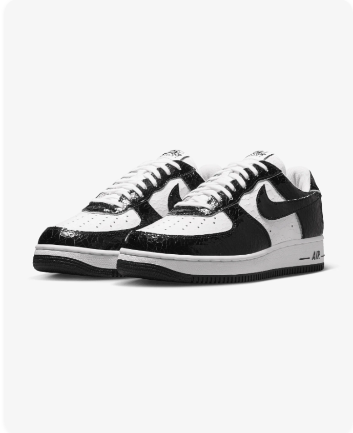 Nike Air Force 1 Low 'Black Croc' – Black/White Crocodile-Embossed Patent Leather Sneakers