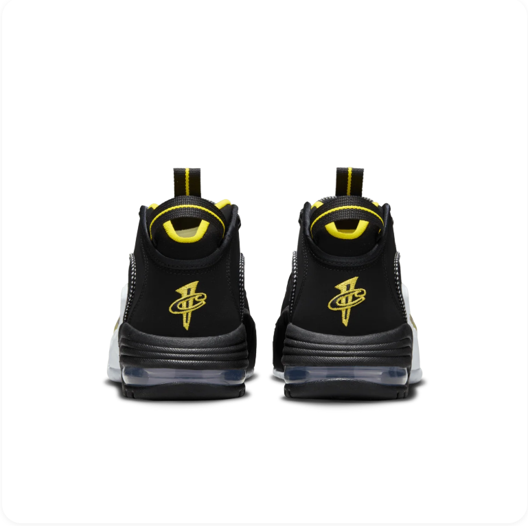 Nike Air Max Penny 1 'Black/Yellow Strike' – Black/Gold Cracked Swoosh Mid-Top Basketball Sneakers