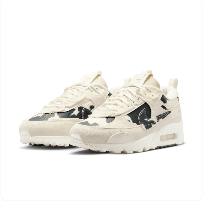 Nike Air Max 90 Futura 'Cow Print' – Sail/Black Patent Cow Print Low-Top Sneakers