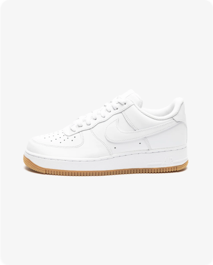 Nike Air Force 1 Low '07 'White Gum' – White Leather Low-Top Sneakers with Gum Sole