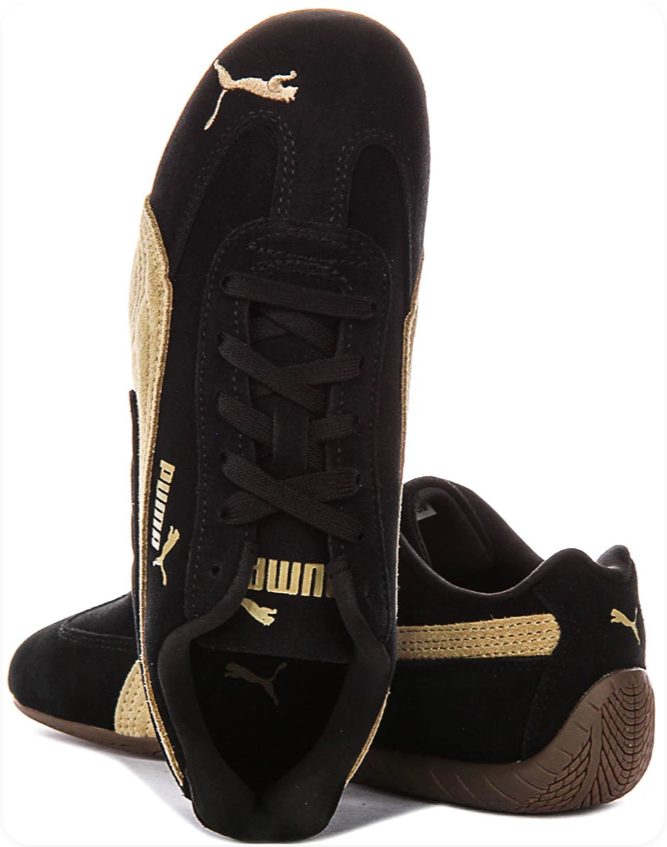Puma Speedcat OG 'Black/Pale Gold' – Black Suede & Gold Formstrip Motorsport Low-Top Sneakers