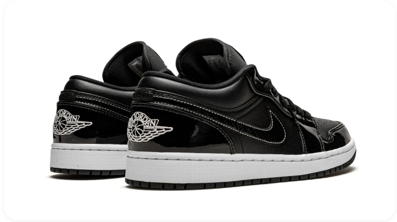 Air Jordan 1 Low 'Black Patent/White' – Glossy All-Black Patent Leather White Midsole Low-Top Sneakers