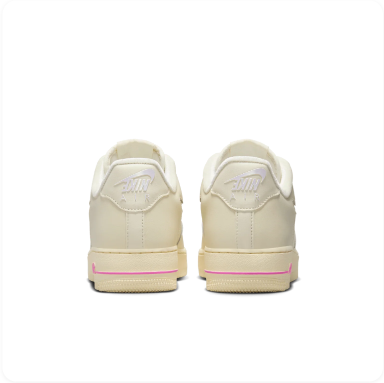 Nike Air Force 1 '07 'Sail/Laser Fuchsia' – Cream & Pink Jewel Swoosh Low-Top Sneakers