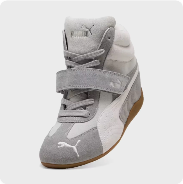 Puma Speedcat Hi 'Grey/White/Gum' – High-Top Suede Velcro Strap Gum Sole Sneakers