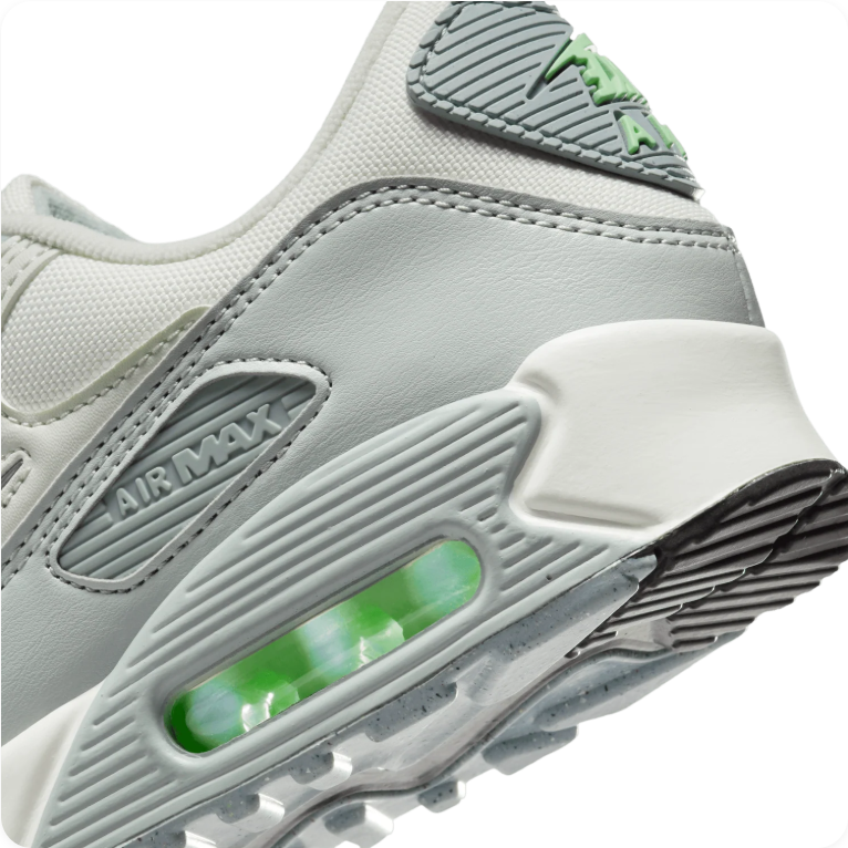 Nike Air Max 90 SE 'Summit White/Lime Blast' – White/Grey/Green Special Edition Low-Top Sneakers