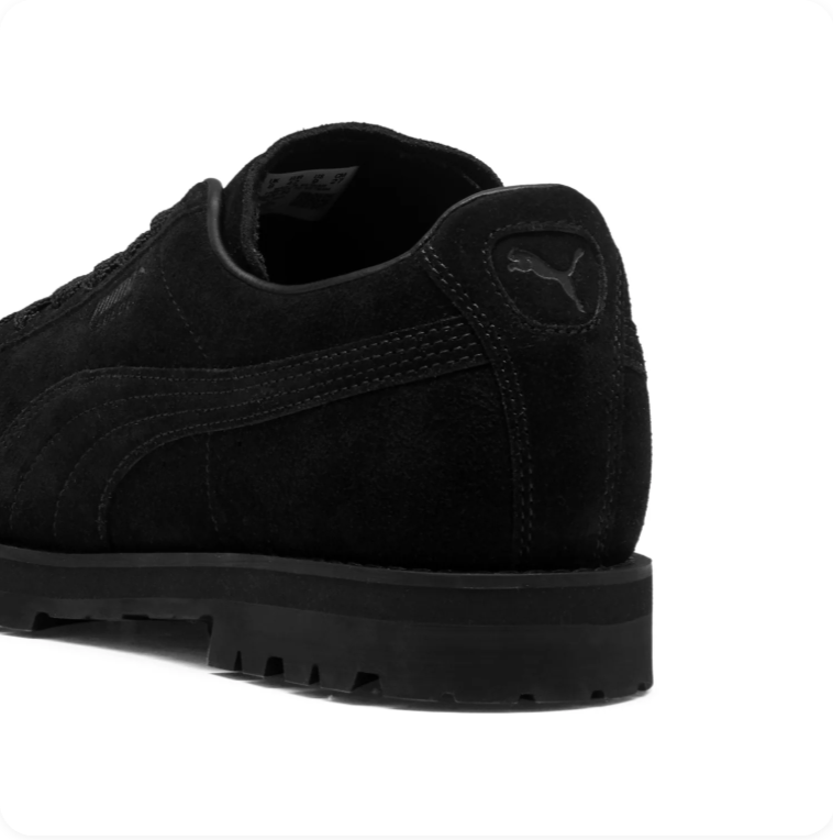 Puma Roma 'Triple Black/Lug Sole' – All-Black Suede Chunky Lug Sole Low-Top Sneakers