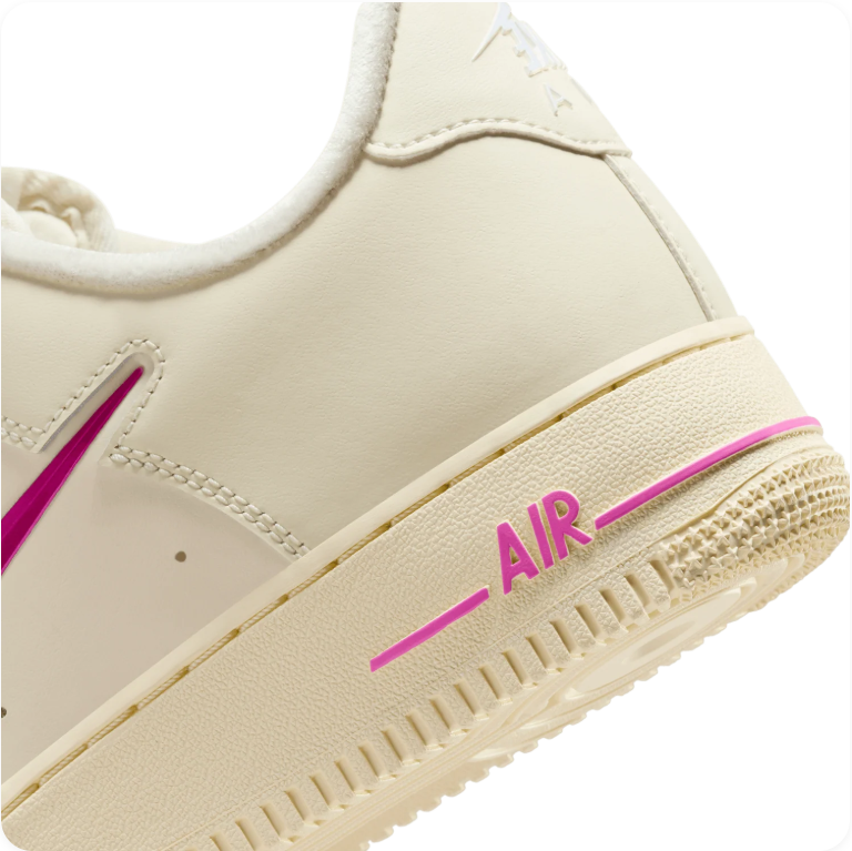 Nike Air Force 1 '07 'Sail/Laser Fuchsia' – Cream & Pink Jewel Swoosh Low-Top Sneakers