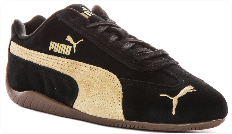 Puma Speedcat OG 'Black/Pale Gold' – Black Suede & Gold Formstrip Motorsport Low-Top Sneakers