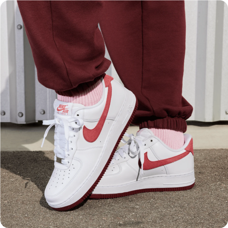 Nike Air Force 1 '07 'White/Cedar' – White & Cedar Red Low-Top Sneakers