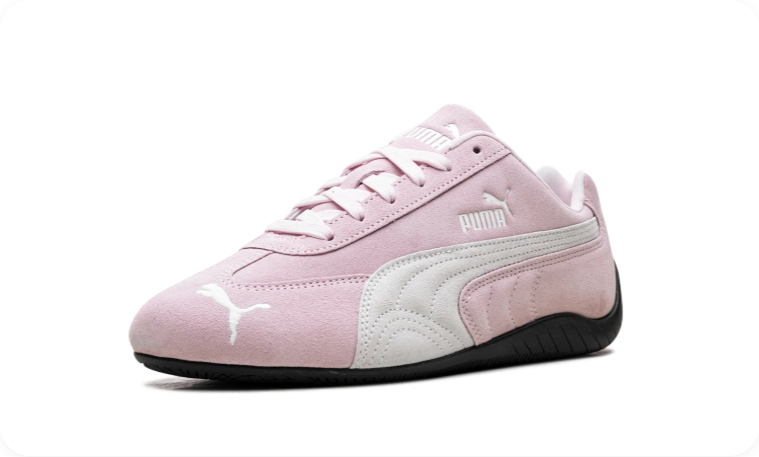 Puma Speedcat OG Pink Lavender White – Side profile view showing full colorway and black outsole