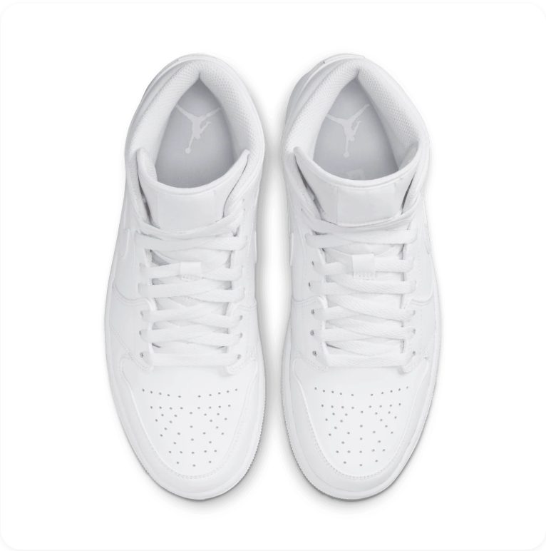 Air Jordan 1 Mid 'Triple White' – All-White Mid-Top Sneakers