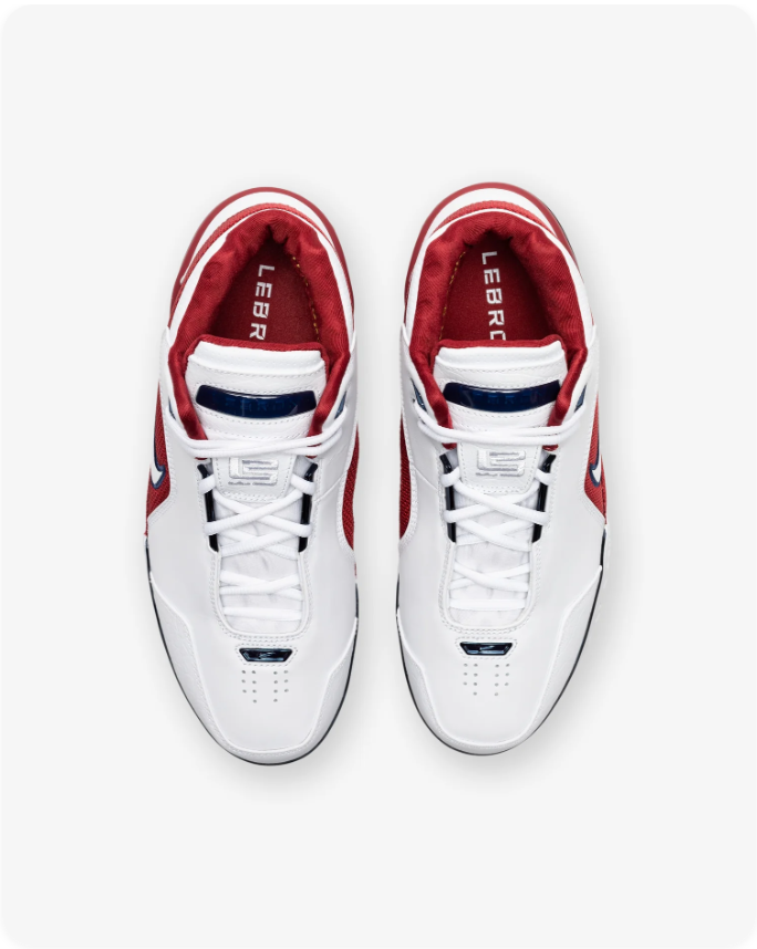 Nike Air Zoom Generation 'First Game' – White/Varsity Crimson LeBron James Signature Basketball Shoe