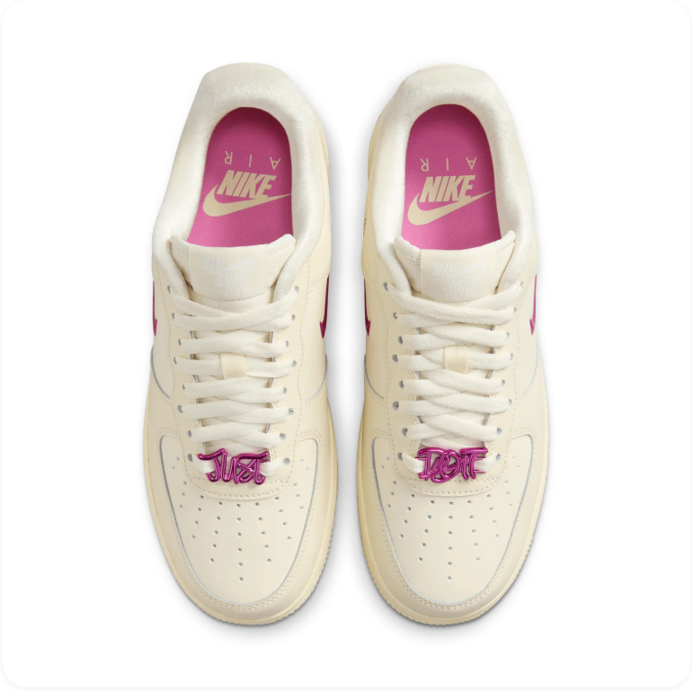 Nike Air Force 1 '07 'Sail/Laser Fuchsia' – Cream & Pink Jewel Swoosh Low-Top Sneakers