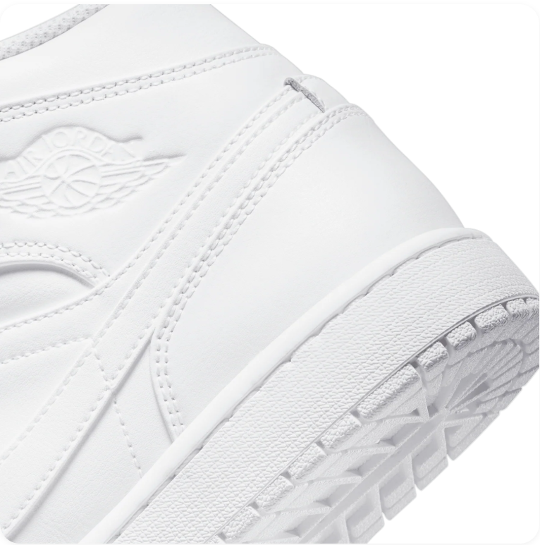 Air Jordan 1 Mid 'Triple White' – All-White Mid-Top Sneakers